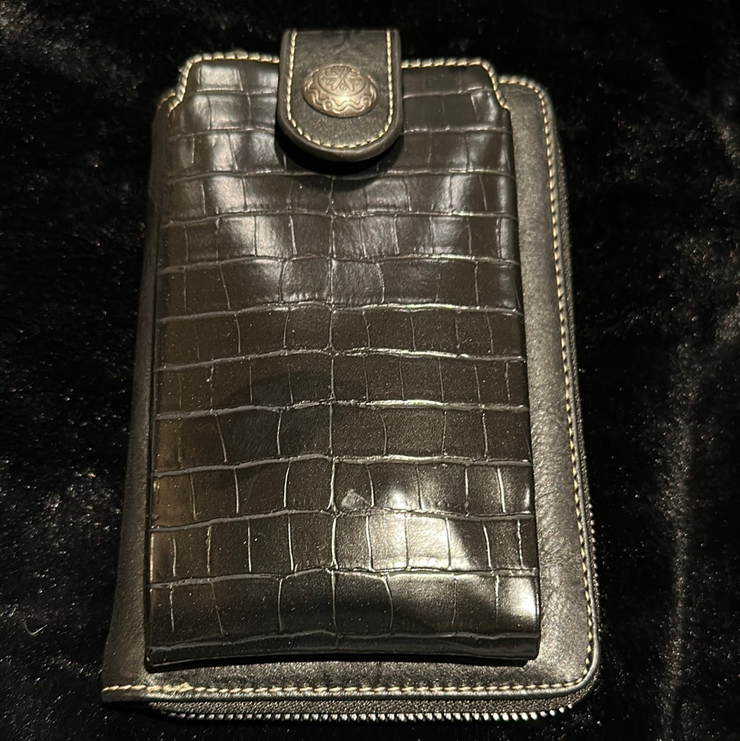 Black Croc Phone Wallet Crossbody