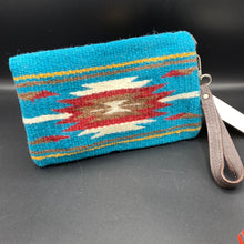 Load image into Gallery viewer, CW5 Turquoise/Maroon Southwestern Woven Clutch Wristlet
