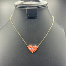 Load image into Gallery viewer, Pink Glitter Heart Necklace and Heart Earrings Set
