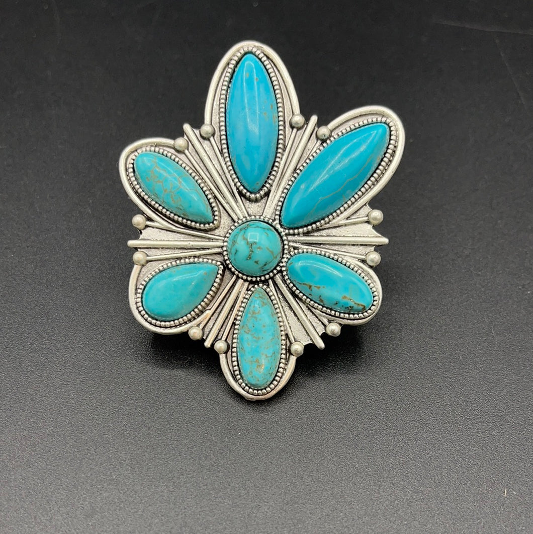 Floral Cluster Adjustable Cuff Ring