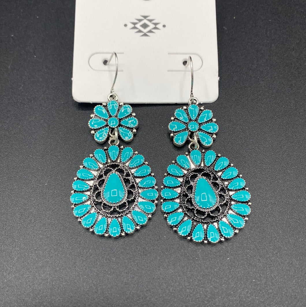 Turquoise Inspired Cluster FIshhook Earrings