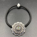 Round Spiral Stamp Concho Rhinestone Hair Tie