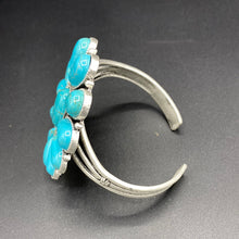 Load image into Gallery viewer, Large Turquoise Inspired Cluster Cuff Bracelet
