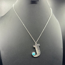 Load image into Gallery viewer, Turquoise Inspired Stamped Letter Necklace
