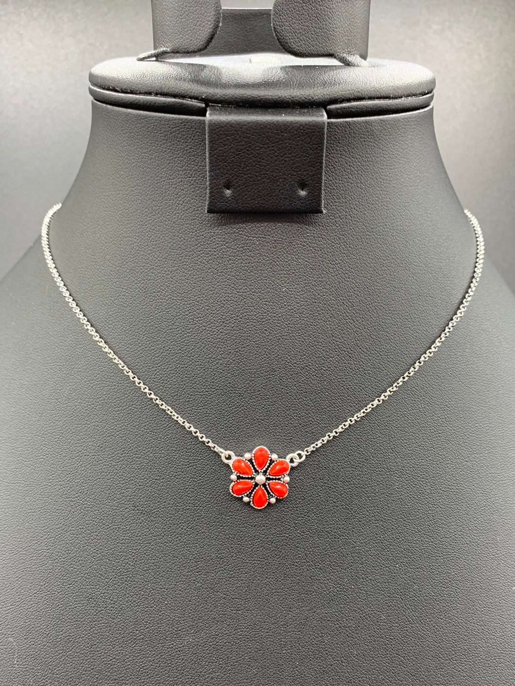 A146N Coral Inspired Floral Cluster Pendant Necklace