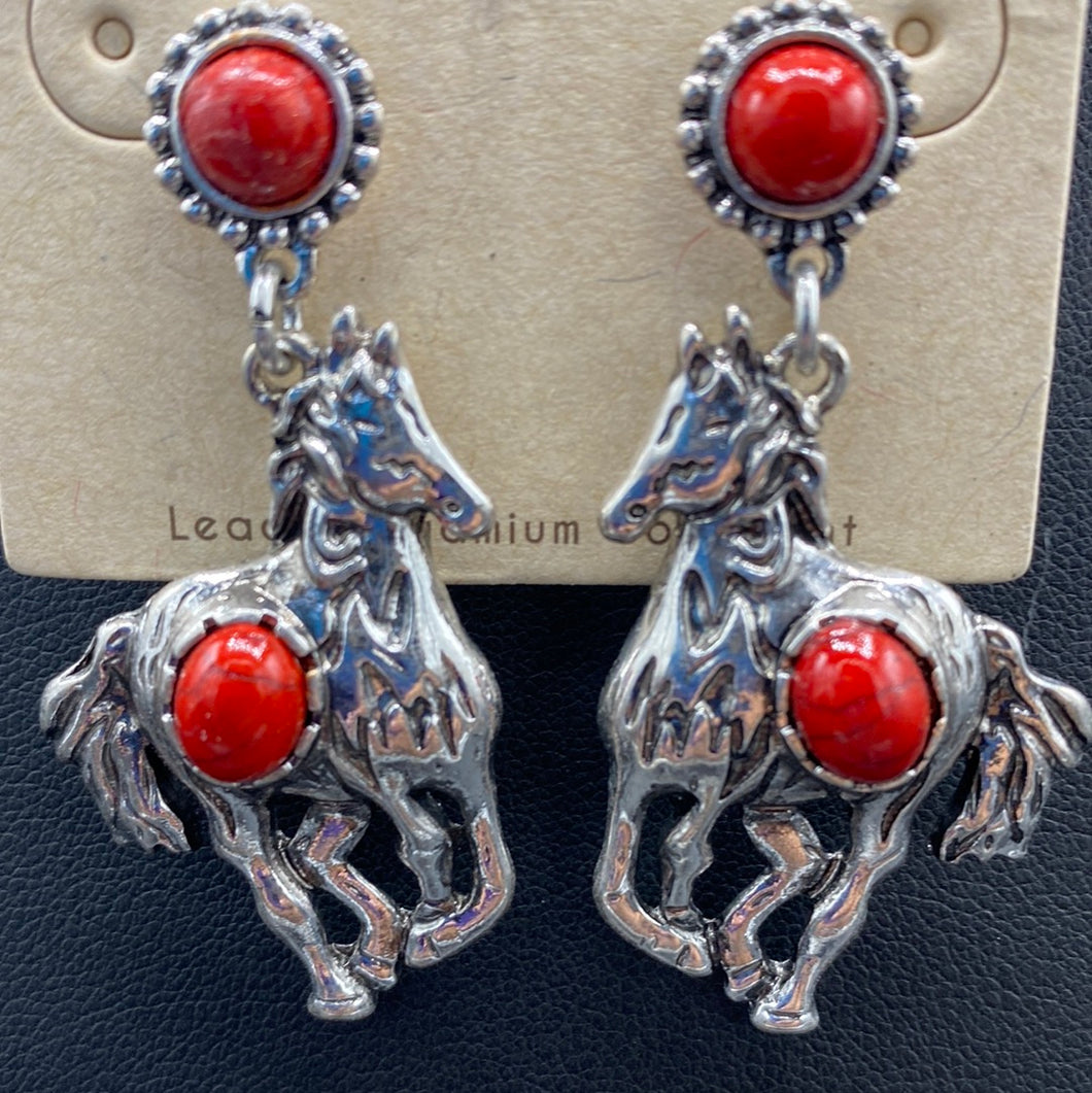 A607E-Coral Inspired Horse Post Earring