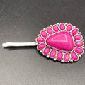 #419H Pink Stone Cluster Hair Pin
