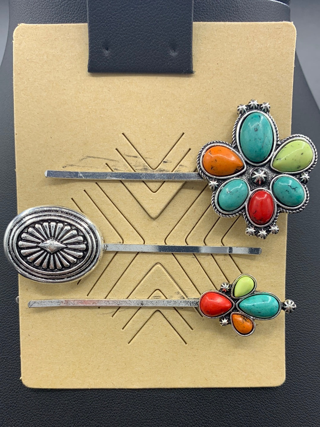 Multi-Colored Floral Cluster Hair Pin Set