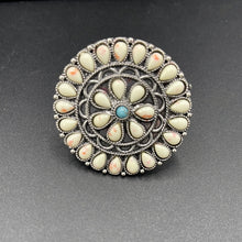 Load image into Gallery viewer, A29R Turquoise/White Cluster Inspired Cuff Ring
