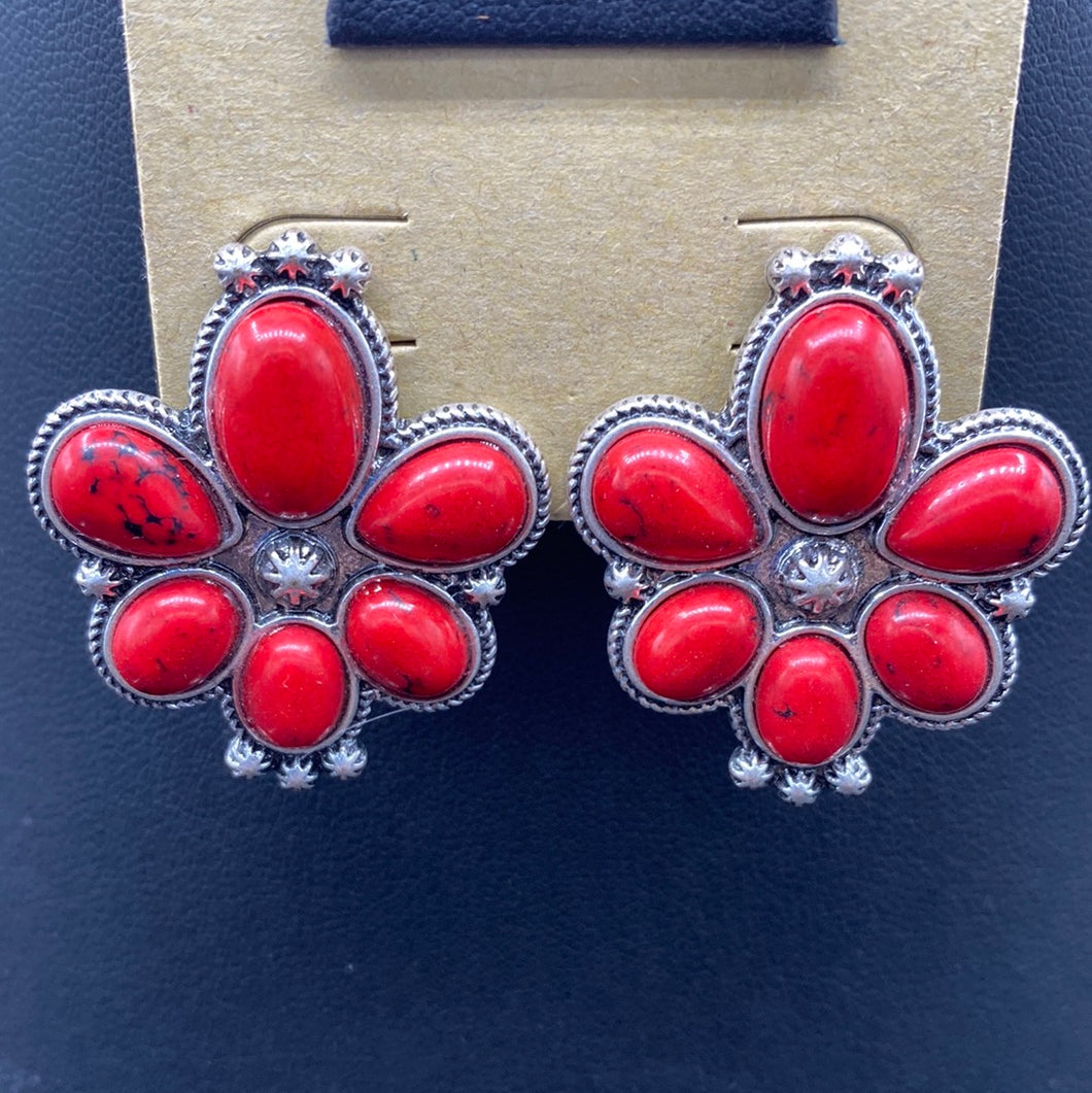 Red Inspired Cluster Post Earrings