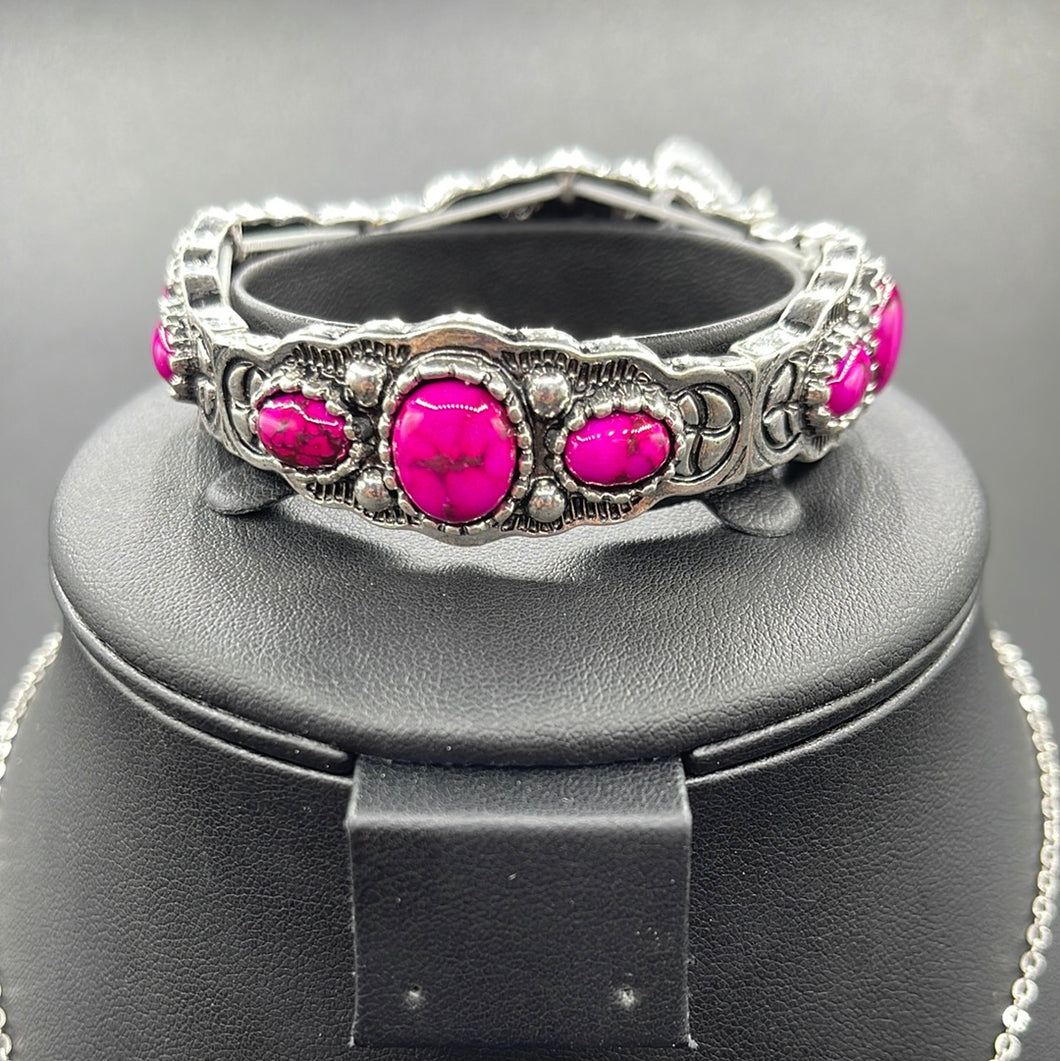 873B Pink Stone Stretch Bracelet