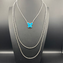 Load image into Gallery viewer, Turquoise Inspired Butterfly 3-strand Pearl Necklace
