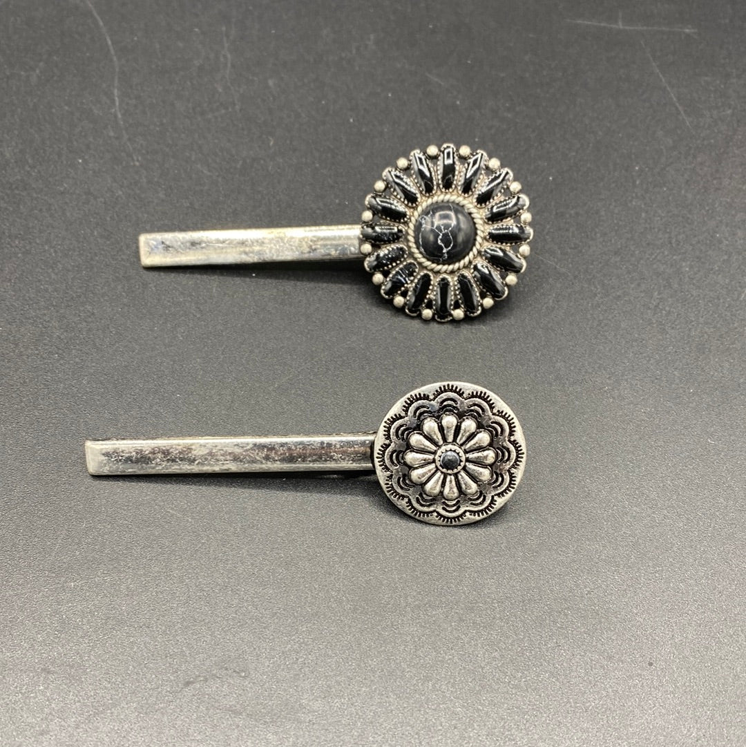 Black Stone Cluster 2PC Hair Pin Set