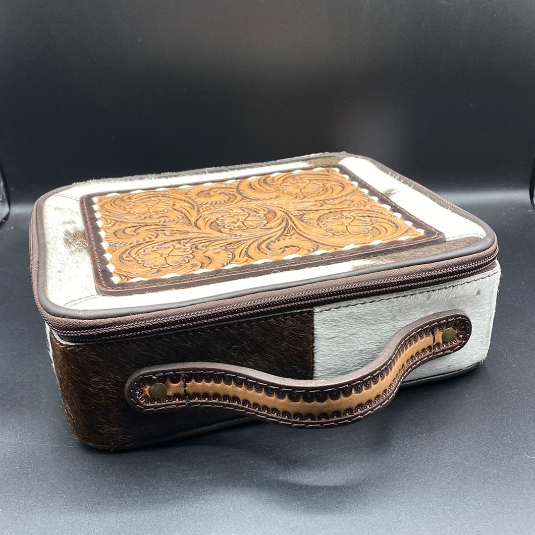 Tooled Leather Cowhide Jewelry Case