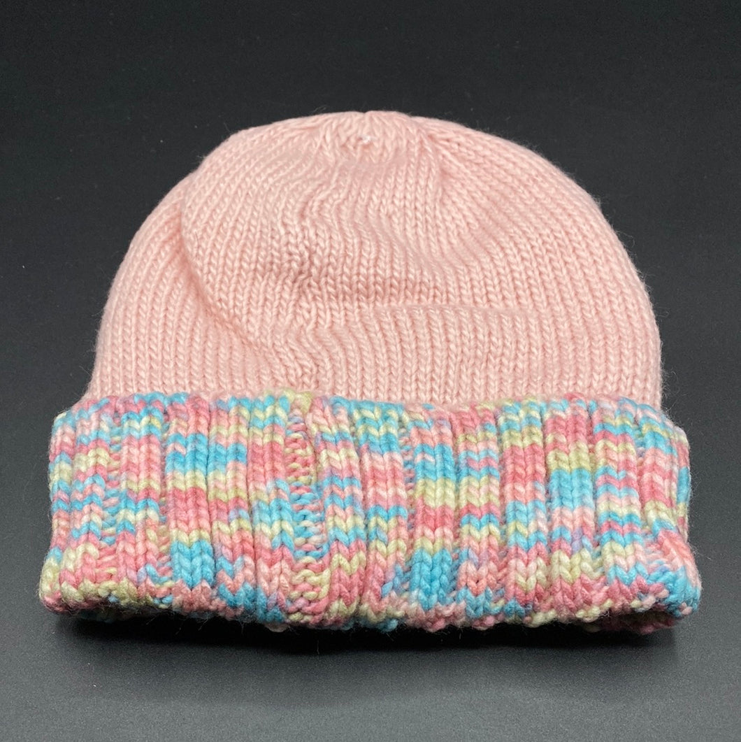 Beanie 1 - Pink Multi-Colored Knit Beanie