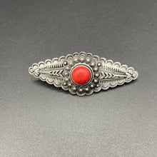 Load image into Gallery viewer, #868H Coral Inspired Stone Arrow Stamp Hair Barrette
