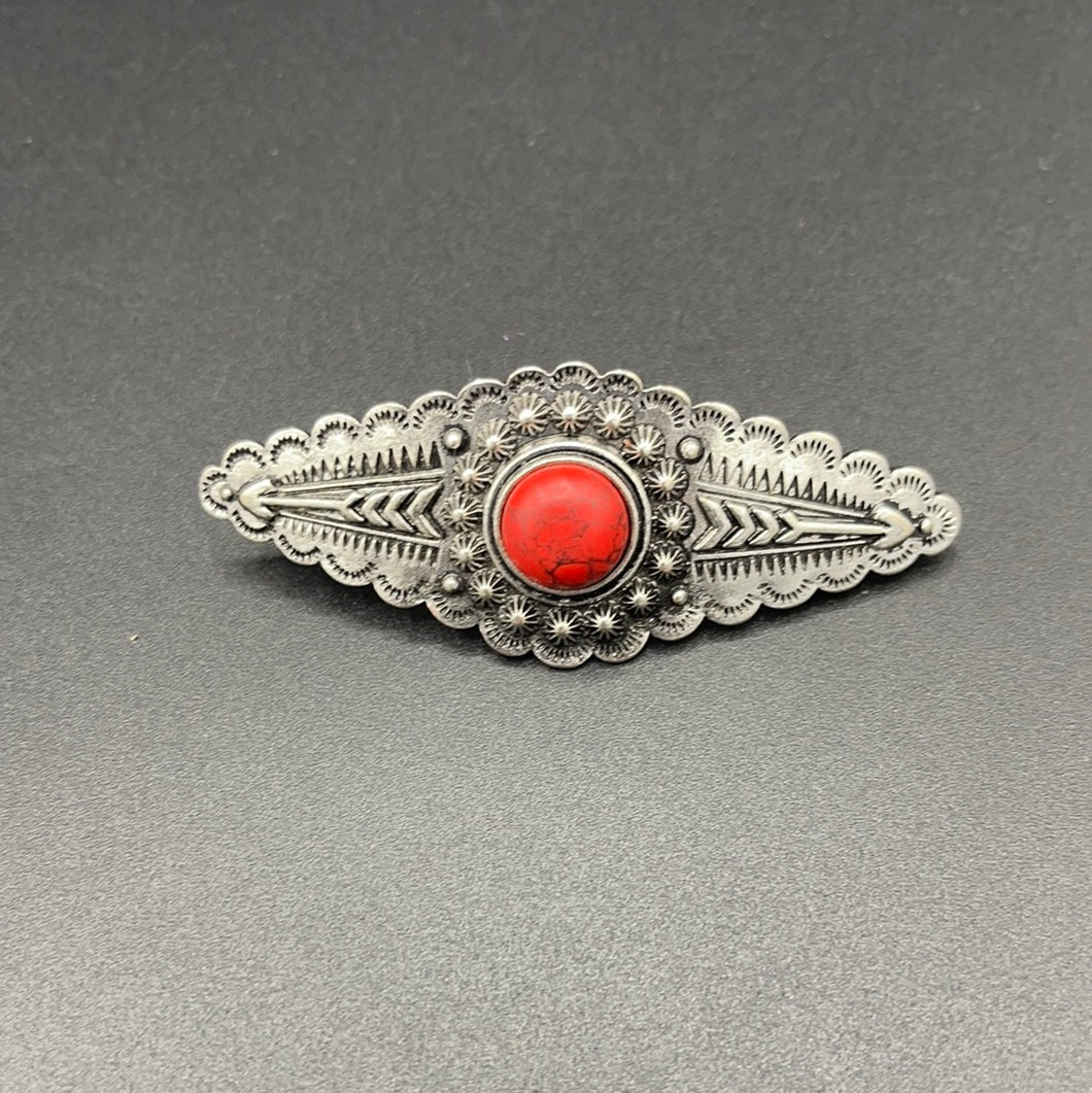 #868H Coral Inspired Stone Arrow Stamp Hair Barrette