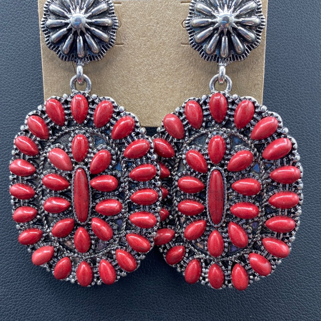 Coral Concho Inspired Cluster Earrings