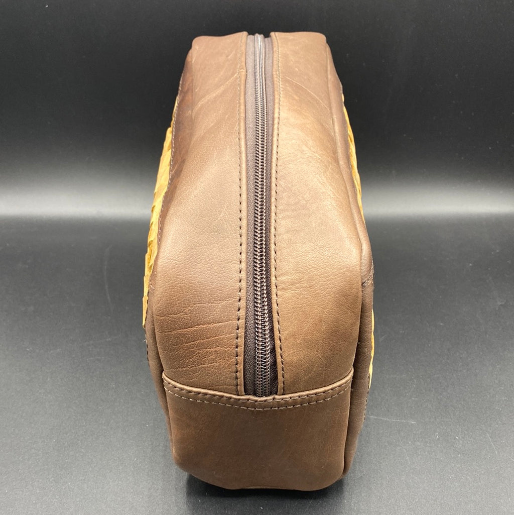 AD-153 Leather Weave Toiletry Bag