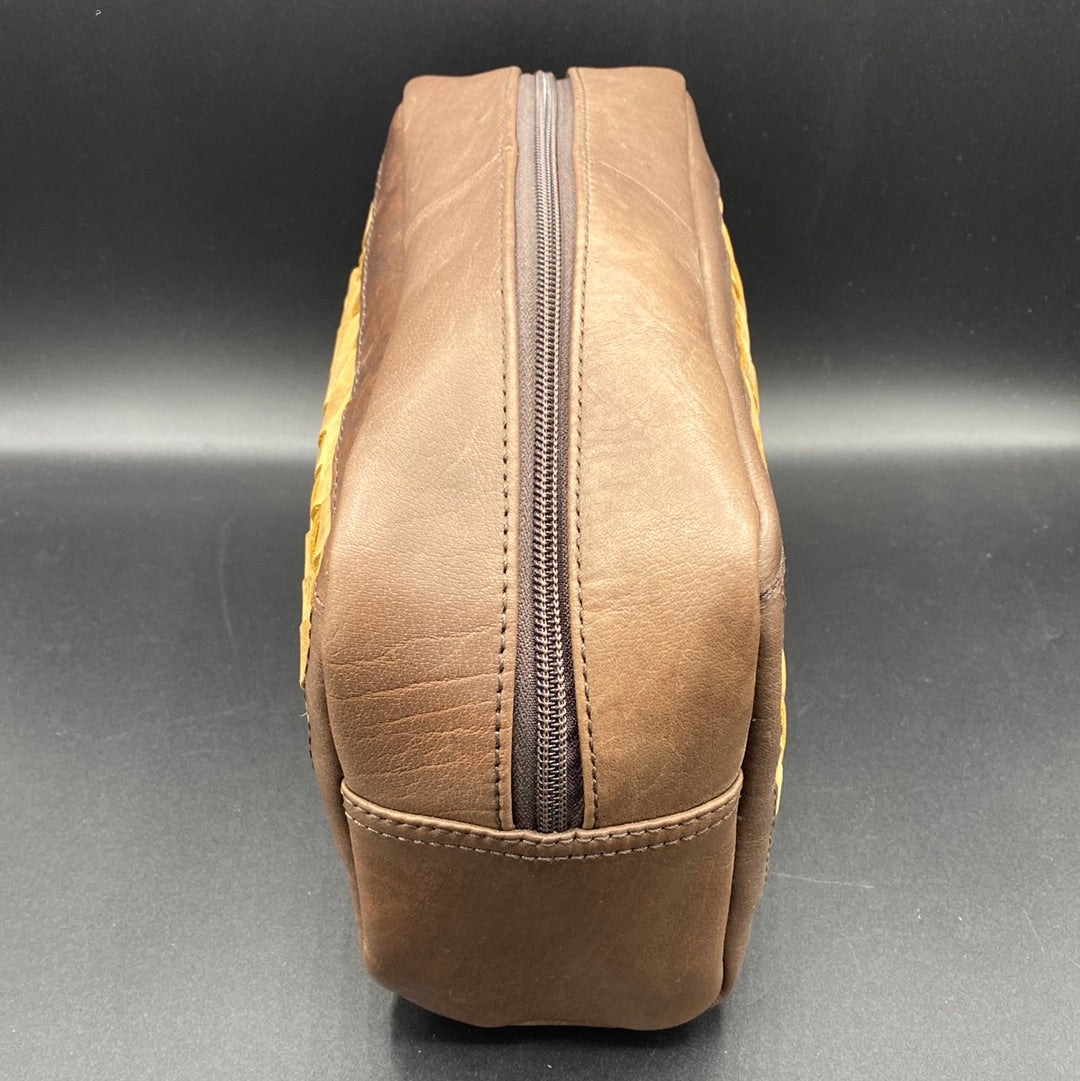 AD-153 Leather Weave Toiletry Bag