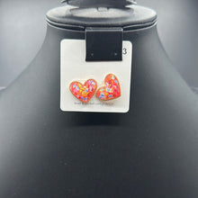 Load image into Gallery viewer, Pink Glitter Heart Post Earrings
