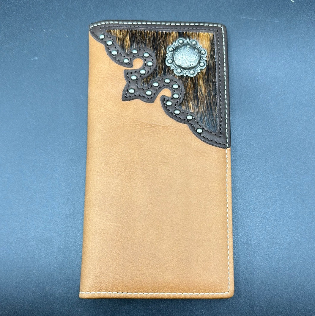 Montana West Brown Cowhide Concho Wallet