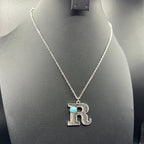 Turquoise Inspired Stamped Letter Necklace