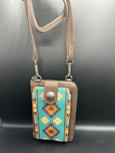 Load image into Gallery viewer, Chocolate Turquoise Phone Wallet Crossbody
