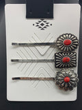 #314H Coral Inspired Concho 3PC Hair Pin Set