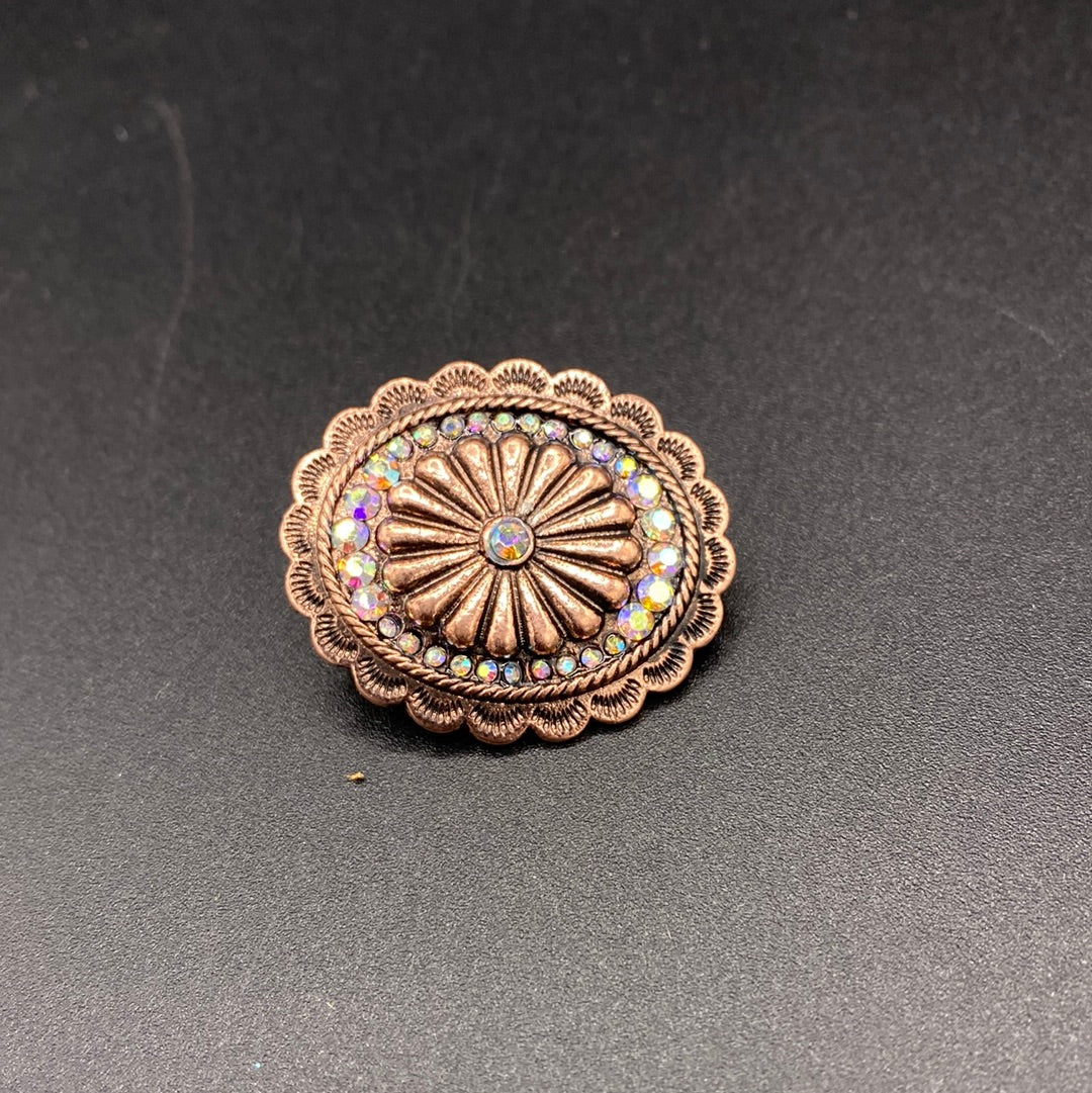 #B11HP Copper/Rhinestone Concho Inspired Hat Pin