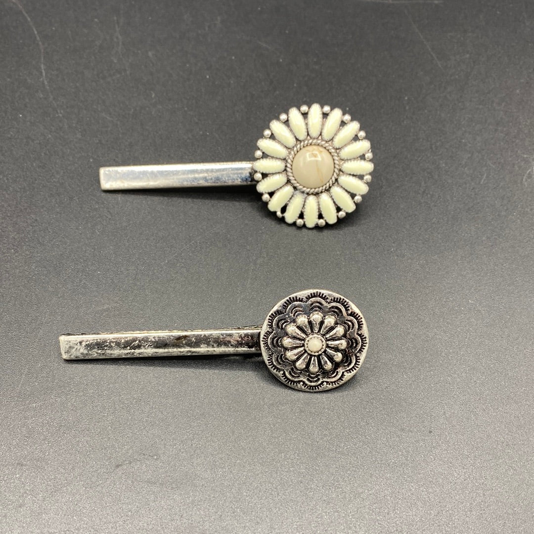 White Stone Cluster 2PC Hair Pin Set