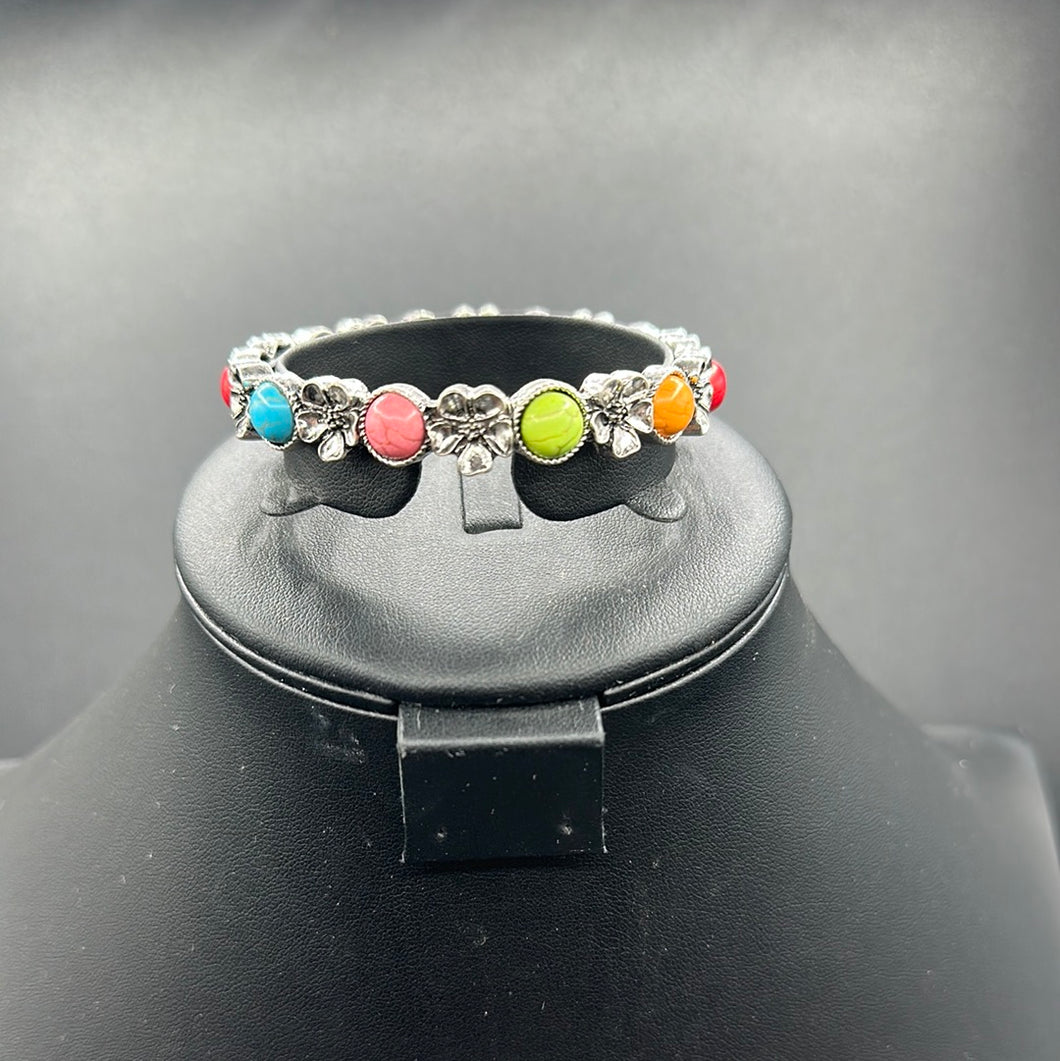 Multi-Colored Flower Stone Bracelet